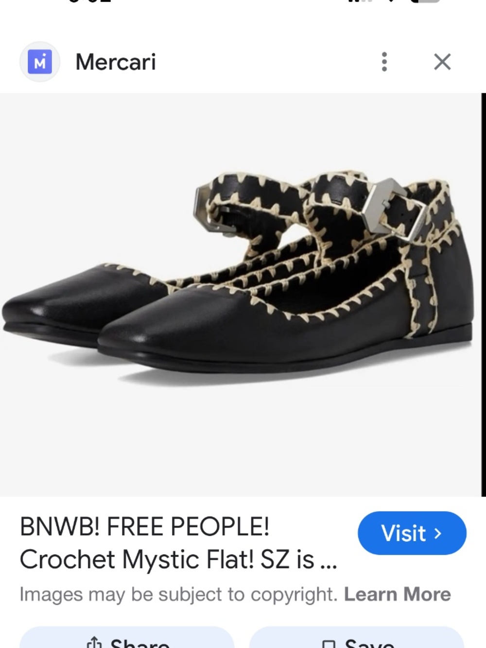 Free People Mystic Crochet Ankle Strap Flat 9.5 black